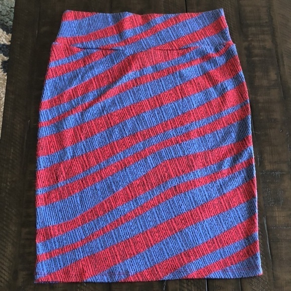 LULAROE Cassie Pencil Skirt Medium Stretchy Office Business Casual Patriotic - Picture 4 of 8